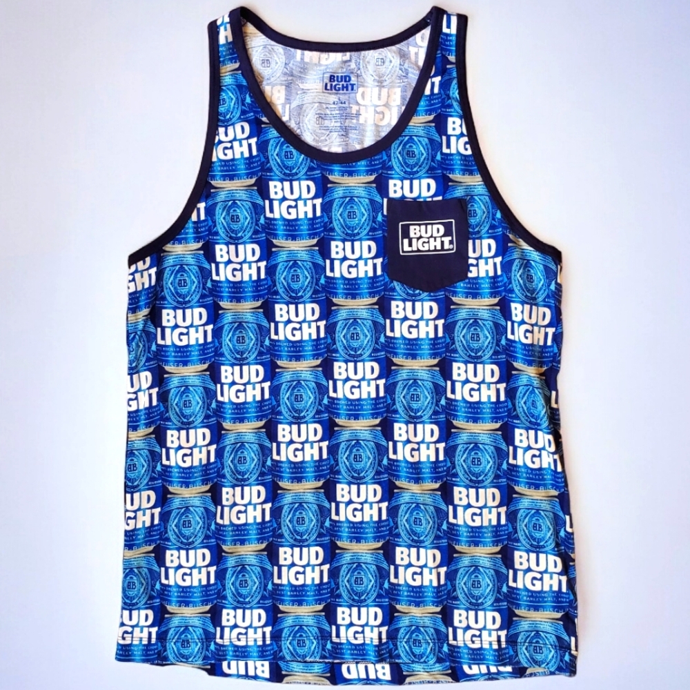 Bud Light Graphic Shirt Tank Top Beer Can Design Casual Size Large